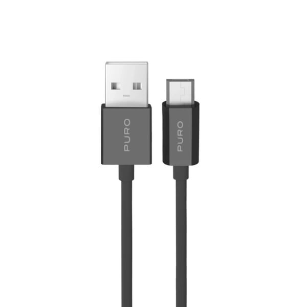 Puro USB-A - Micro-USB 12W Kabel 1m TPE - Svart