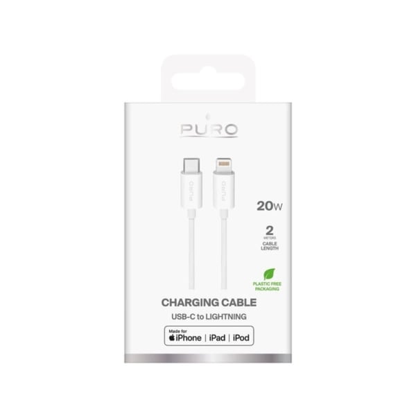 Puro USB-C - Lightning 20W Kabel 2m TPE - Vit