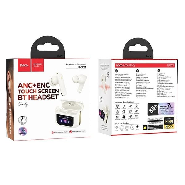 Hoco TWS In-Ear Hovedtelefoner Trådløs ANC ENC med berøringsskærm EQ21 - Hvid