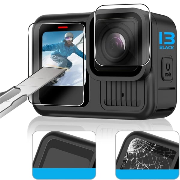 [2-Pack] Tech Protcet GoPro Hero 9/10/11/12 hærdet glas skærmbeskytter - klar