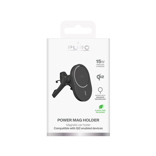 Puro Qi2 MagSafe Bilhållare med Trådlös Laddning - Svart