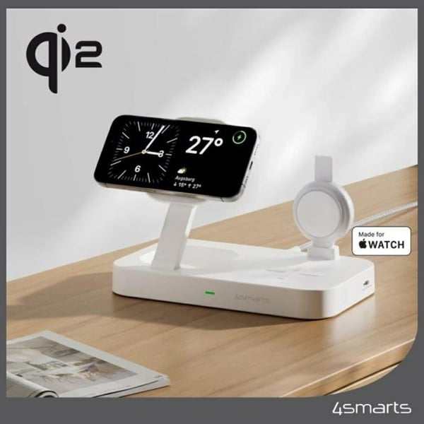 4smarts Qi2 Trådlös Laddare Apple Watch iPhone Airpods - Vit