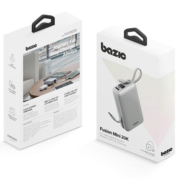 Bazic Fusion 4in1 PowerBank 20000mAh USB-C/Lightning - Grå