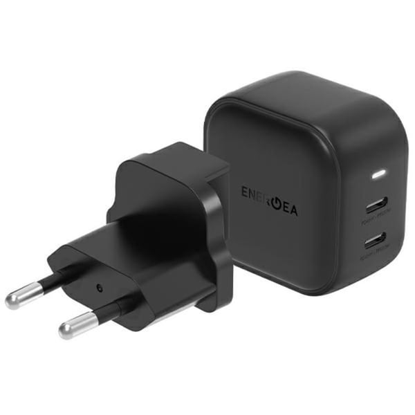 Energea hurtigoplader 45W 2xUSB-C PD-PPS GaN45 US/EU Travelite