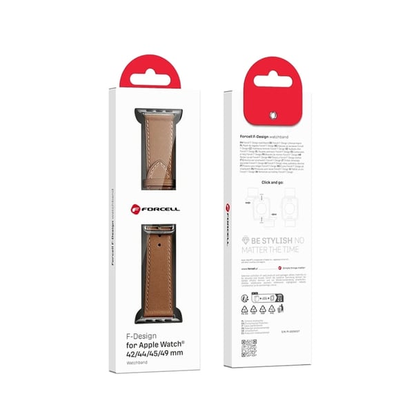 Forcell Apple Watch 42/44/45/49mm Armband Eco Läder - Brun