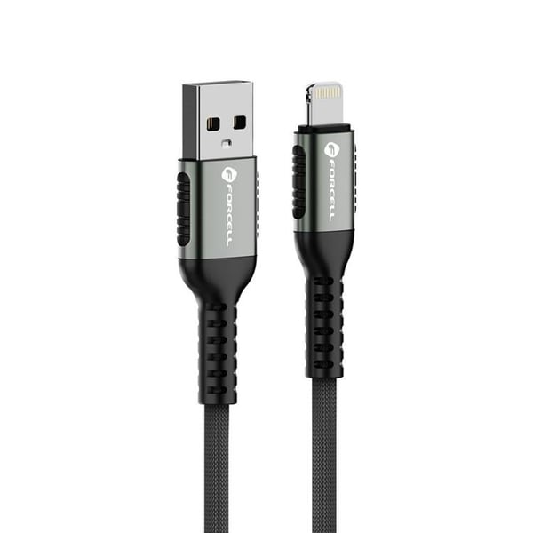 Forcell USB-A - Lightning 12W 2.4A Kabel 0.5m PD Cafule Svart