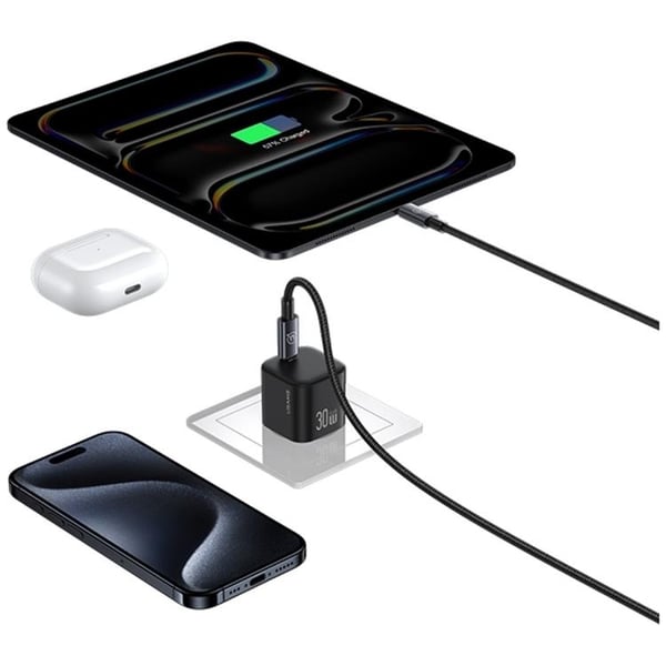 USAMS Snabbladdare 30W USB-C Med USB-C 1m Kabel JO Series - Vit