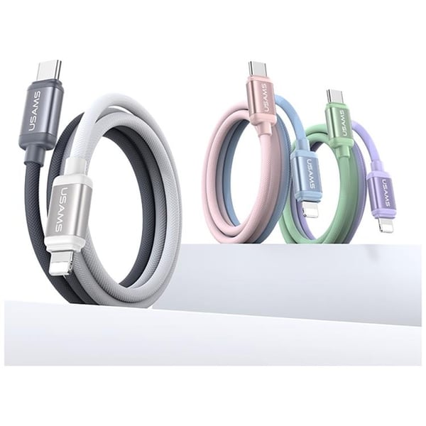 USAMS USB-C till Lightning Kabel PD 30W 1.2m Bicolor SJ757 - Blå/Rosa