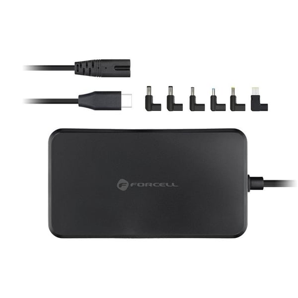 Forcell Universal bærbar oplader 65W (6 Adaptere) E856 - Sort