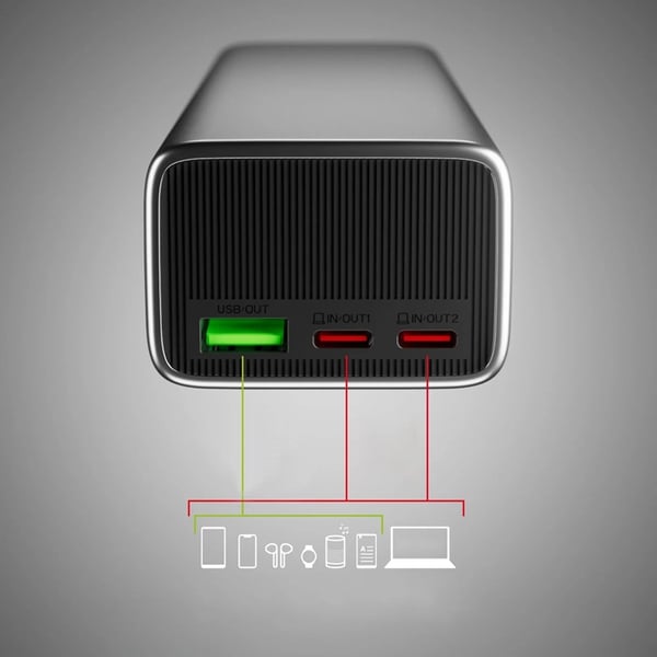 SBS Powerbank 10000mAh 35W PD m/LCD - Grå