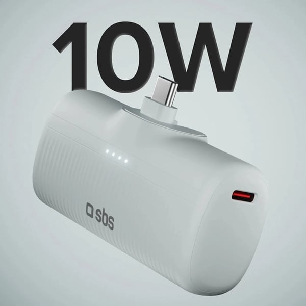 SBS Powerbank 5000mAh 10W med USB-C Hamn EcoPower - Grå