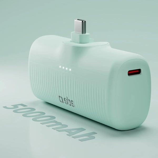 SBS Powerbank 5000mAh 10W med USB-C Hamn EcoPower - Grön