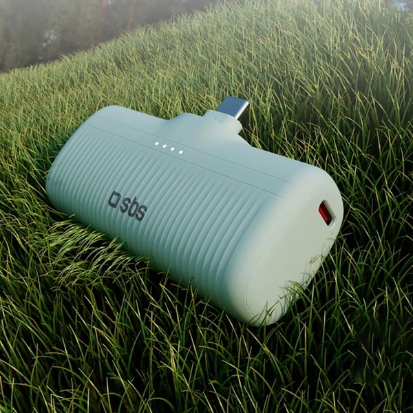 SBS Powerbank 5000mAh 10W med USB-C Hamn EcoPower - Grön