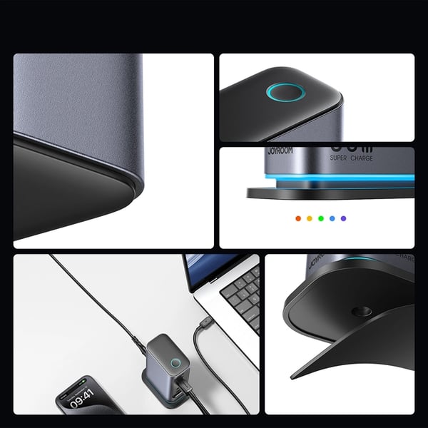 Joyroom Snabbladdare 65W 4xUSB-C 2xUSB-A GaN - Mörkgrå