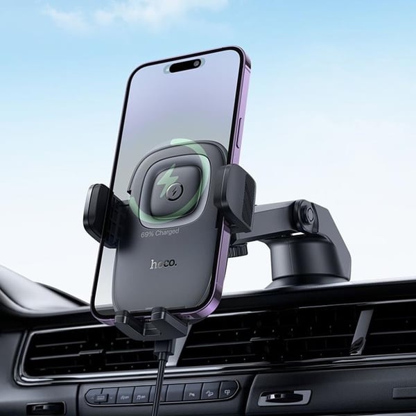 Hoco MagSafe Bilhållare Instrumentbräda Induktiv Laddare 15W