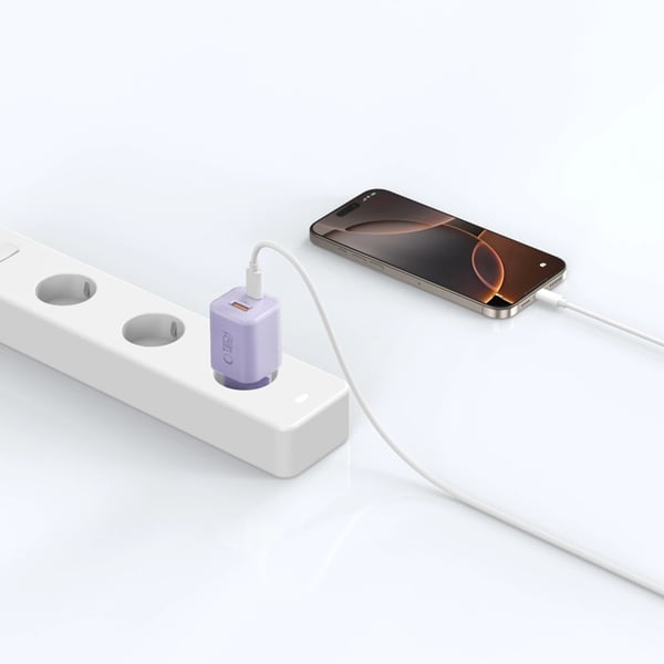 Tech-Protect Vægoplader USB-A Til USB-C 33W - Baby Lilla