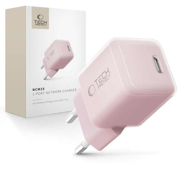 Tech-Protect Vægoplader USB-C 25W - Baby Pink