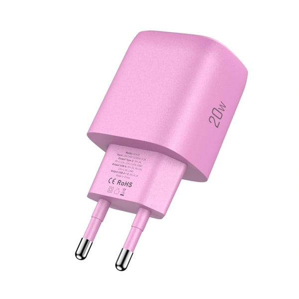 Tech-Protect Väggladdare Adapter USB-A/USB-C 20W - Baby Rosa