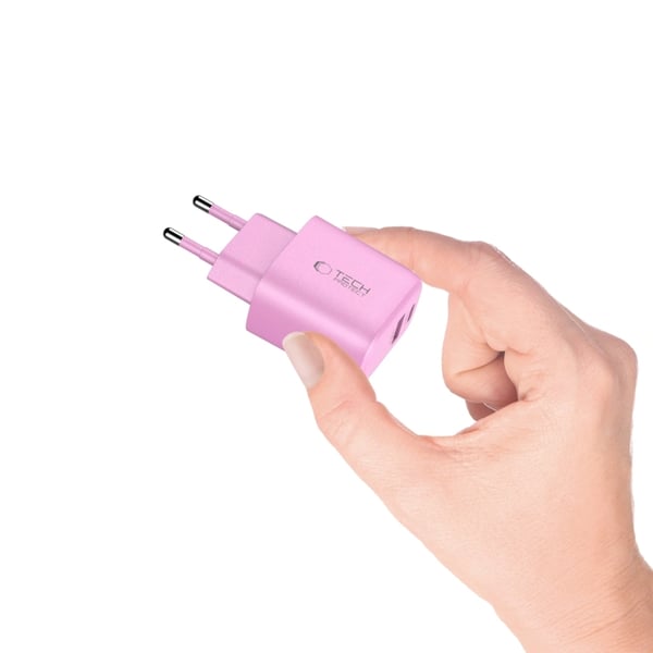 Tech-Protect Vægoplader USB-A Til USB-C 30W - Baby Pink