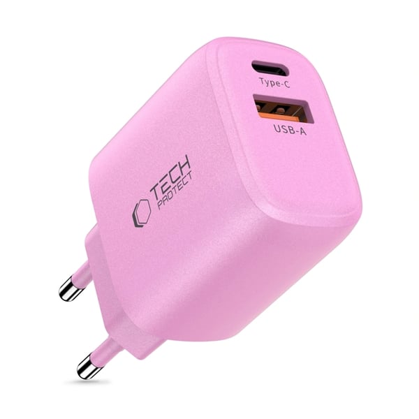Tech-Protect Vægoplader USB-A Til USB-C 30W - Baby Pink
