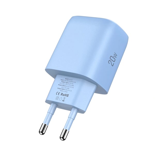 Tech-Protect Vægopladeradapter USB-A/USB-C 30W - Babyblå