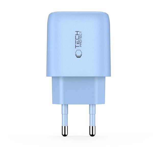 Tech-Protect Vægopladeradapter USB-A/USB-C 30W - Babyblå