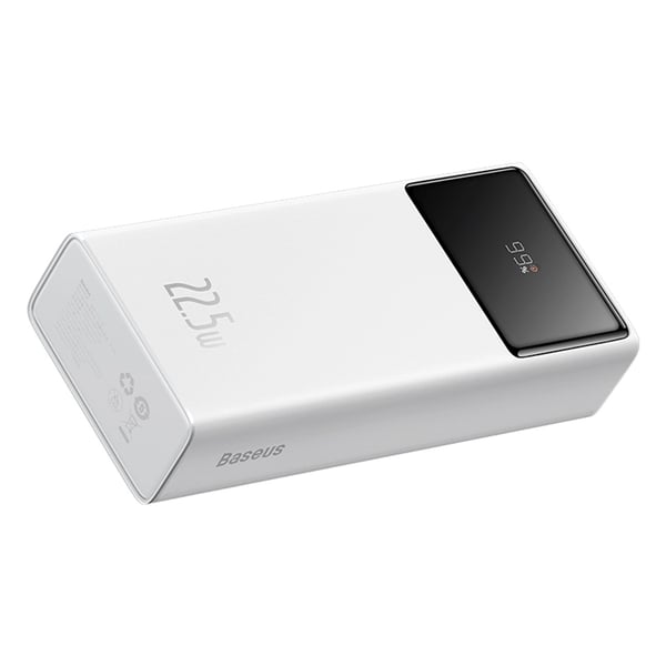 Baseus Powerbank 30000mAh 22.5W USB-A - USB-C Kabel 30cm Hvid