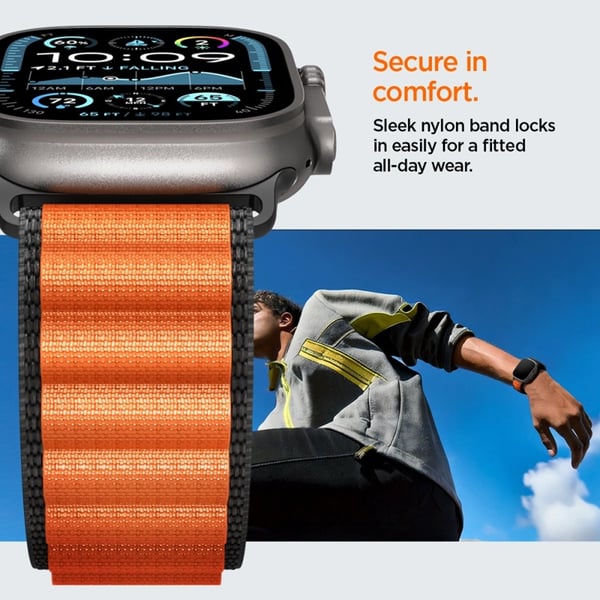 Spigen Apple Watch (44/45/46/49mm) Armbånd WBF1 - Sort/Orange