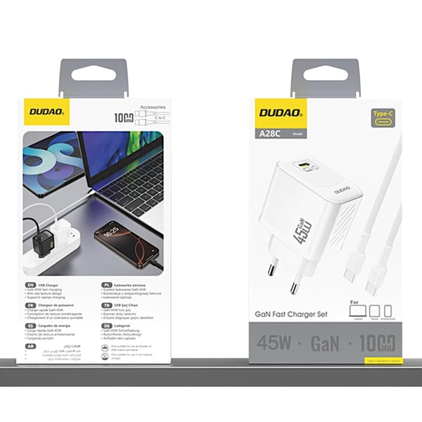 Dudao Väggladdare USB-C 45W med USB-C Kabel 1m