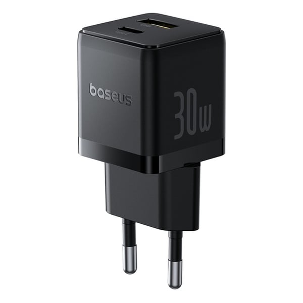 Baseus Hurtigoplader USB-C - USB-A 30W Palm - Sort Baseus Hurtigoplader USB-C - USB-A 30W Palm - Sort