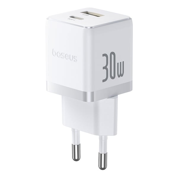 Baseus Hurtigoplader USB-C - USB-A 30W Palm - Hvid