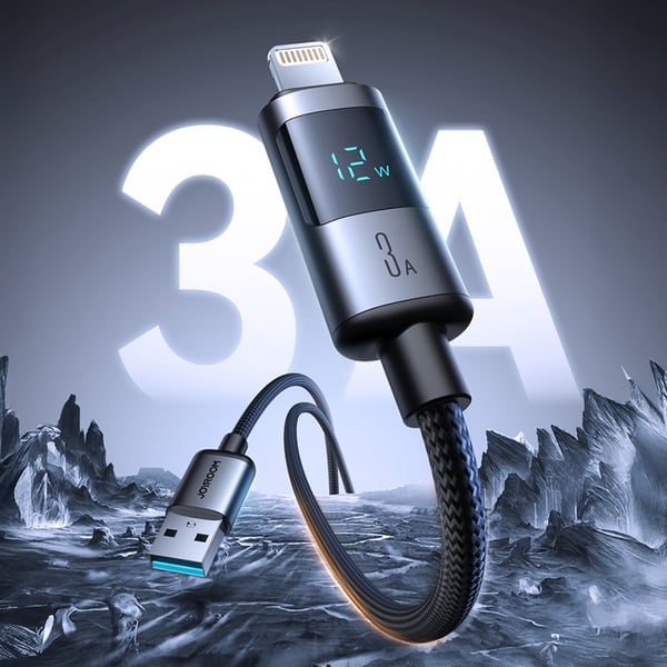 Joyroom USB-A - Lightning kabel 3A 1.2m med Display - Svart