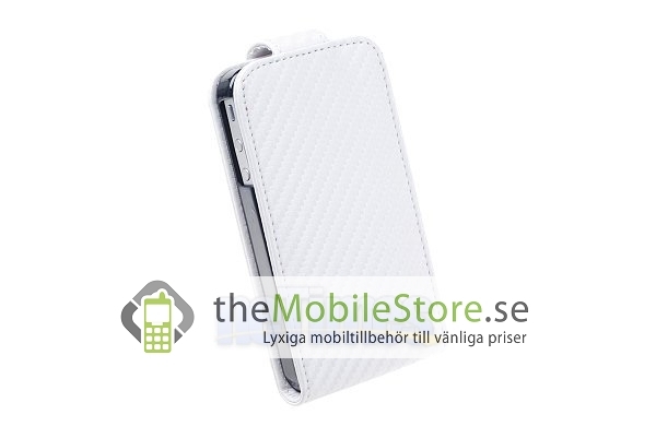 Carbon Fiber mobilväska till Apple iPhone 4S / 4 (Vit)
