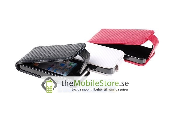 Carbon Fiber mobilväska till Apple iPhone 4S / 4 (Vit)