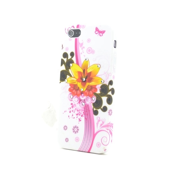 Diamant FlexiCase Cover til Apple iPhone 5/5S/SE - Gul Blomst