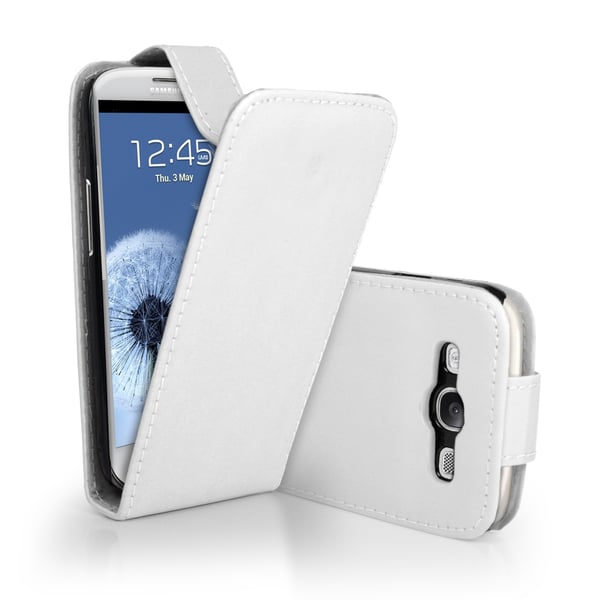 Flip mobilväska till Samsung Galaxy S3 I9300 (Vit) + Skärmskydd