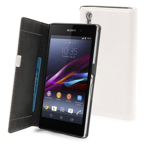 Muvit Slim Flip väska till Sony Xperia Z1 (Vit)