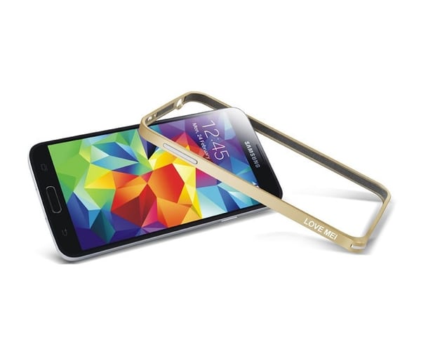 LOVE MEI 0.7mm Metal Bumper till Samsung Galaxy S5 (Rosa)