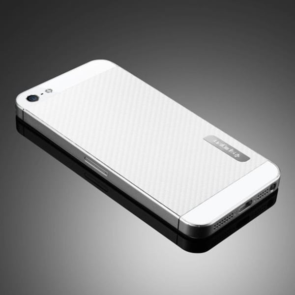 Spigen Skin Guard Carbon Skin till Apple iPhone 5/5S/SE (Vit) + Skärmskydd