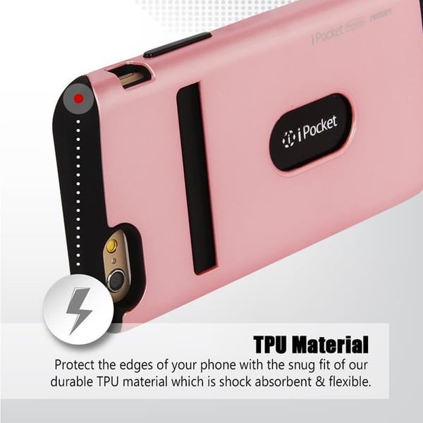 Mercury iPocket Premium skal med kortplats till Apple iPhone 6(S) Plus - Rosa