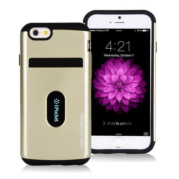 Mercury iPocket Premium skal med kortplats till Apple iPhone 6(S) Plus - Gold
