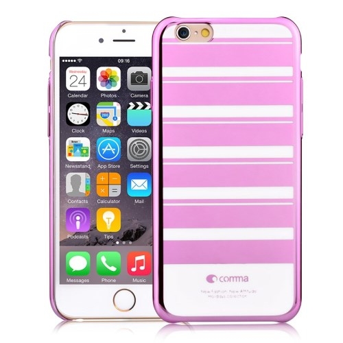 COMMA Baksideskal till iPhone 6- Randig - Rosa