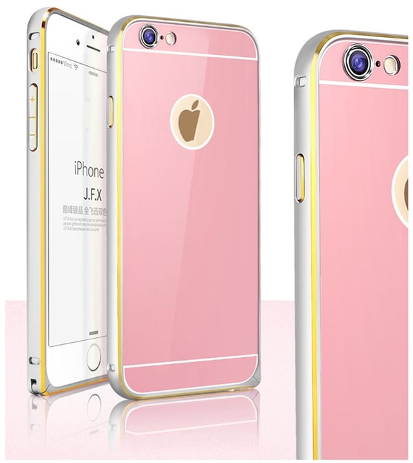 JFX Metallbumper-skal till iPhone 6 /6S (Rose gold - Silver)