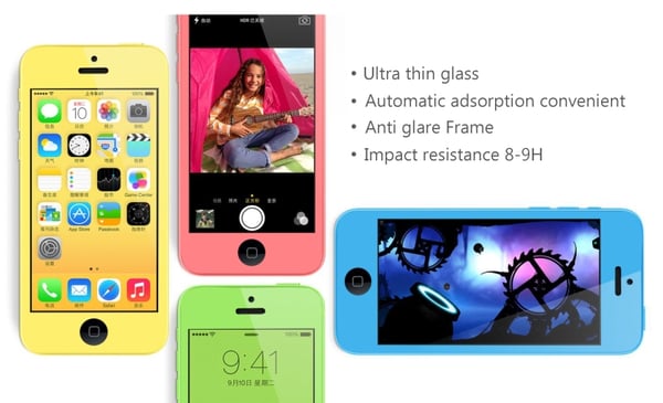 Farvet hærdet glas skærmbeskytter til Apple iPhone 4/4S - Gul