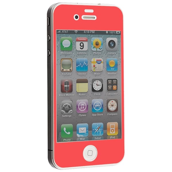 Farvet hærdet glas skærmbeskytter til Apple iPhone 4S Orange Farvet hærdet glas skærmbeskytter til Apple iPhone 4S Orange