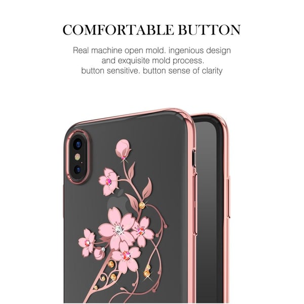 Kingxbar Skal Med Swarovski Stenar till iPhone XS / X - Flower Hairpin
