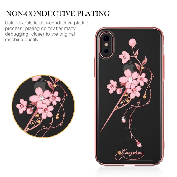 Kingxbar Skal Med Swarovski Stenar till iPhone XS / X - Flower Hairpin
