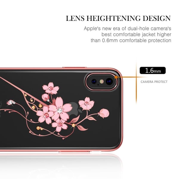 Kingxbar Skal Med Swarovski Stenar till iPhone XS / X - Flower Hairpin