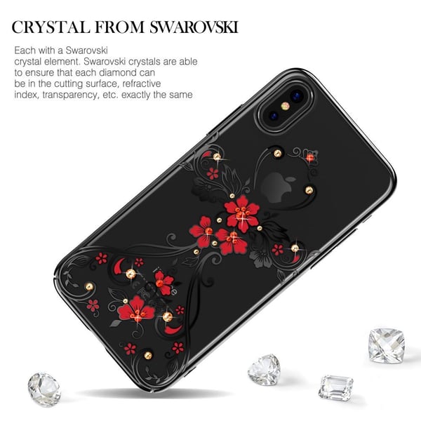 Kingxbar Skal Med Swarovski Stenar till iPhone XS / X - Flower