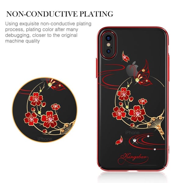 Kingxbar Skal Med Swarovski Stenar till iPhone XS / X - Plum Blossom
